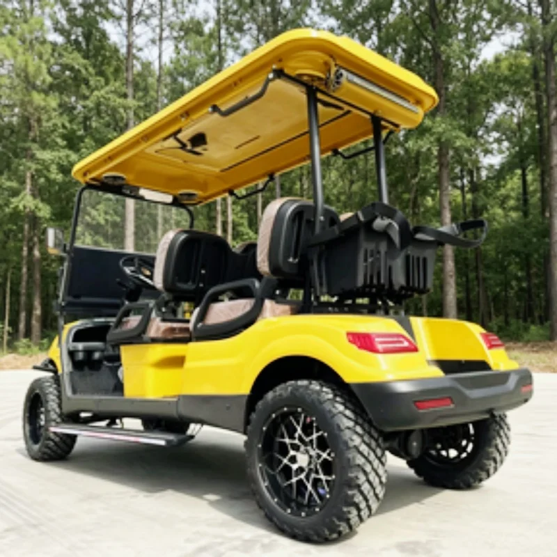 New Design Top 4(2+2) Electric Golf Cart 60V Suitable For Airport Bay Course With Foot Pedal Bumper Sound Bar Off-Road Tires