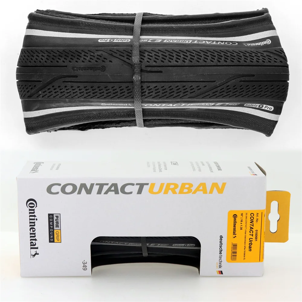 1Pair Continental Contact Urban 16; 35-349 Foldable Tyre 16x1.35 Tire for brompton 3sixty pikes bike black skin/cream Reflex