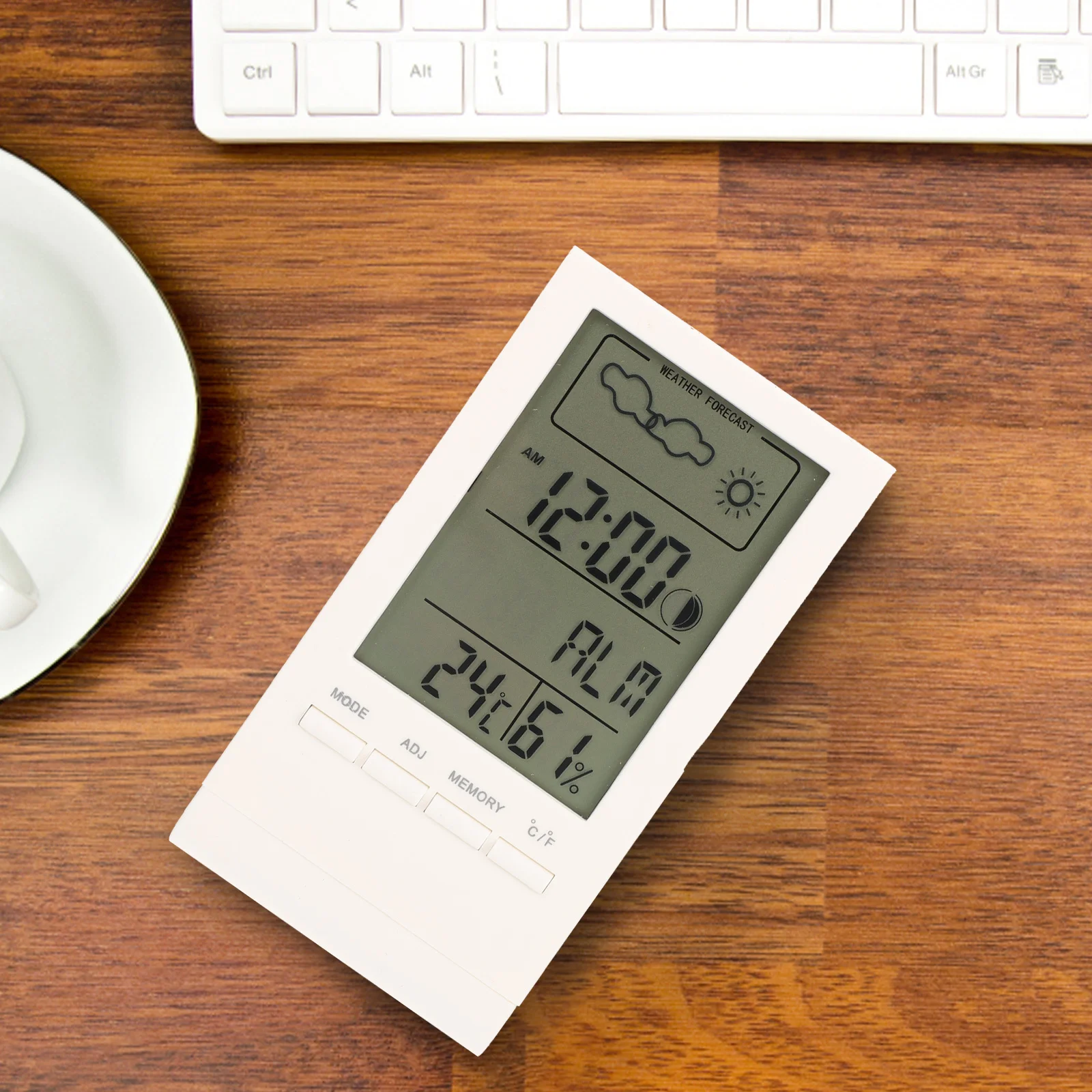 

Modern LCD Weather Clock Multi-Function Thermometer Hygrometer Calendar Weather Station for Office Bedroom Home