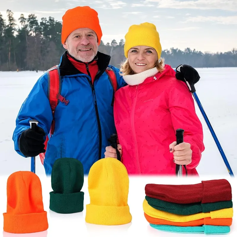 1 قطعة قبعة شتوية دافئة سميكة للرجال والنساء ، قبعة جمجمة متماسكة شتوية سلسة ، قبعة صياد السمك المكبل قبعة ساعة عربة دافئة