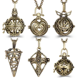 Mexico Chime Vintage Geometry Cross Aromatherapy Cage Caller Locket Necklace Angel Wings Diffuser Pendant Woman Fashion Jewelry
