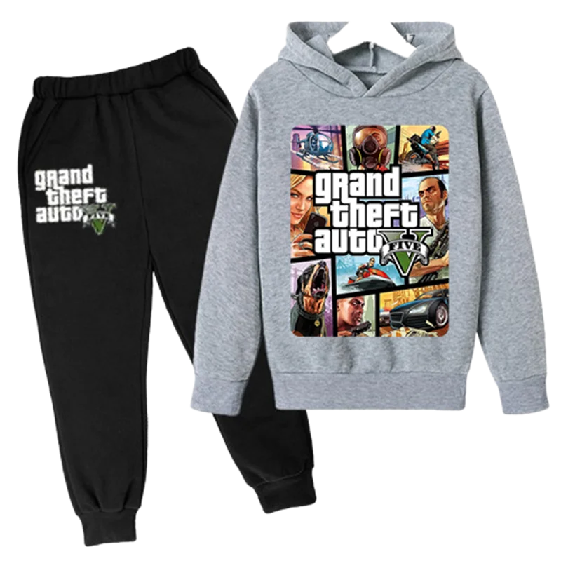 Grand Theft Auto V GTA 5 Kids Clothes Sweatshirts+Pants Sets Boys Children Toddler Clothing Girls Outfits Autumn winter Sweater