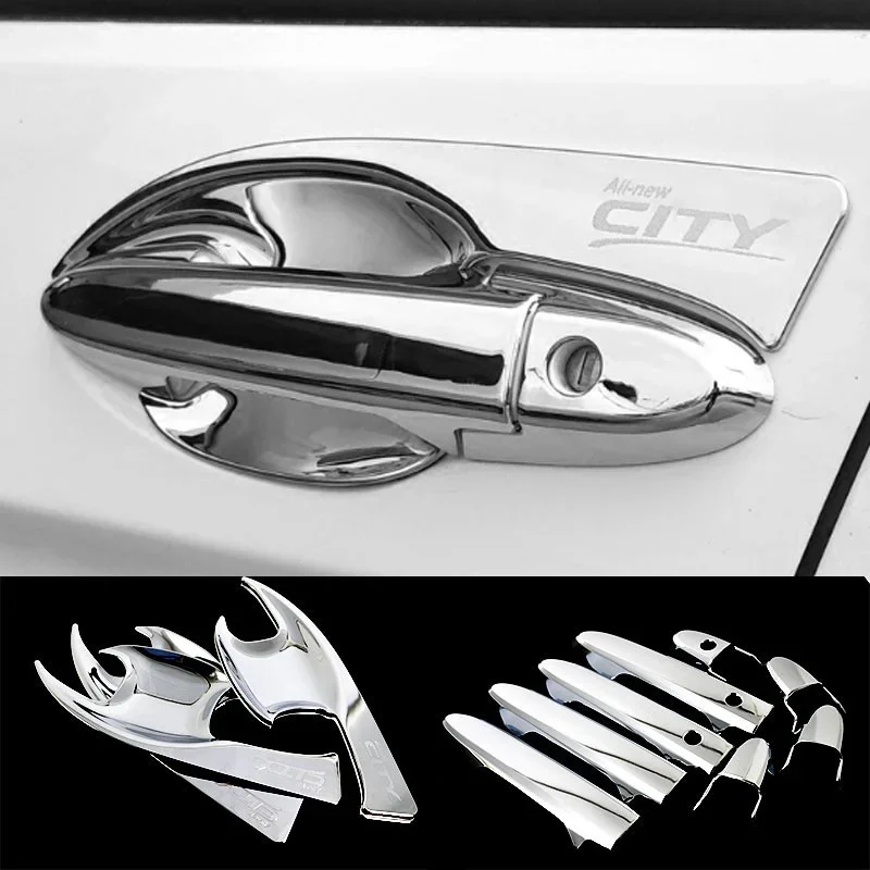 

For HONDA CITY 2015-2019 Chrome Silver Car Door Handle Bowl Cover,City Gm5 Gm6 Door Handle Bowl Chrome Trim