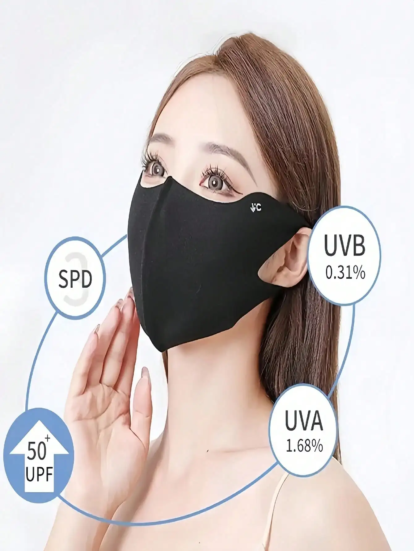1pc Seamless Ice Silk Sun Protection Mask – 3D Eye Shield, Airy Washable, Adjustable Ear Loops for Cycling/Daily Commute