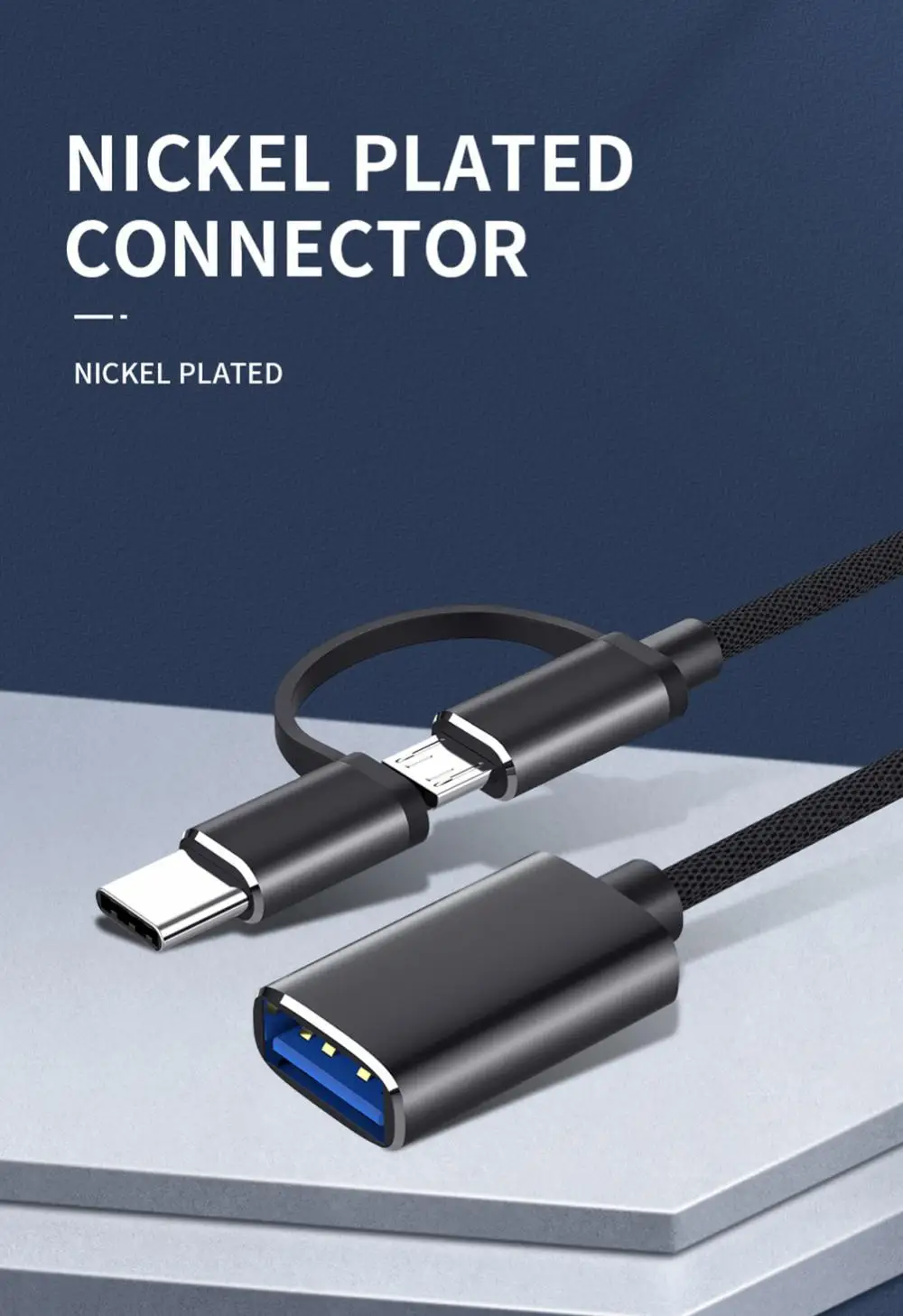 USB 3.0 OTGアダプターケーブル,マイクロUSBタイプCからUSB 3.0,携帯電話インターフェースコンバーター,充電ケーブル,2 in 1,新品,1個