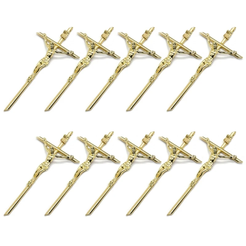 

New 10pcs Gold Crucifix Wall Blessing Sacred Handheld Metal Catholic Wall Decoration for Church Baptism Gift