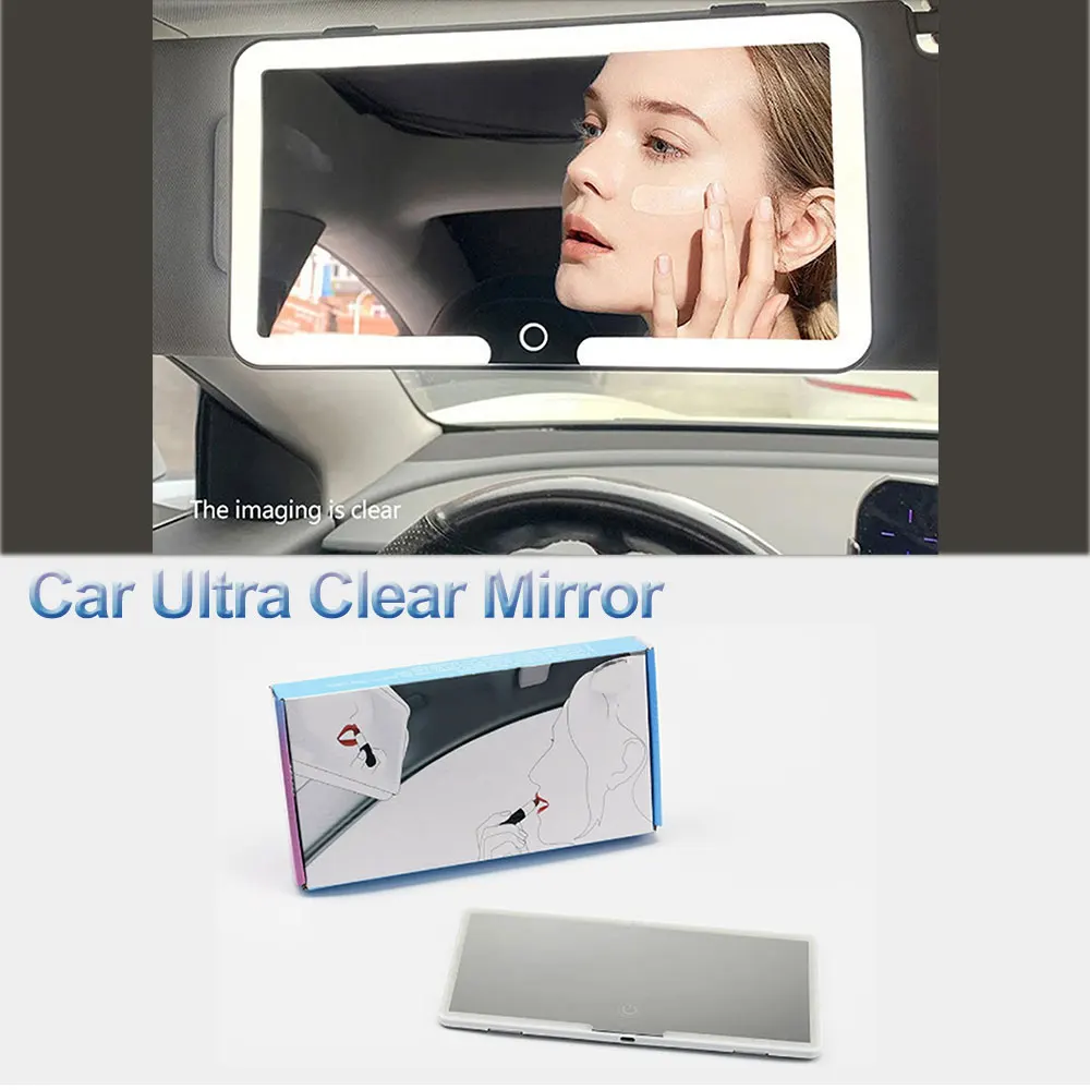 Car Sun Visor Mirror for Girls Women Rechargeable Fill Light Car Interior Mirrors LED Lights Makeup Mirrors Universal Car Decor