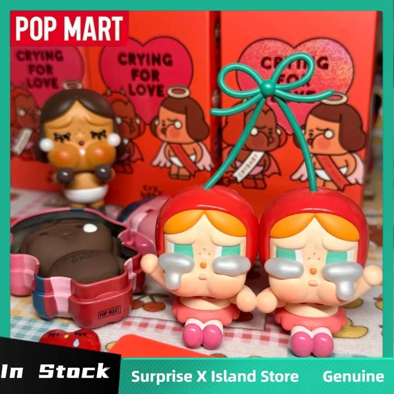حقيقي Popmart البكاء الطفل Crybaby الحب دموع الله سلسلة صندوق أعمى بولي كلوريد الفينيل الشكل مكتب الديكور جمع عيد ميلاد هدية الكريسماس