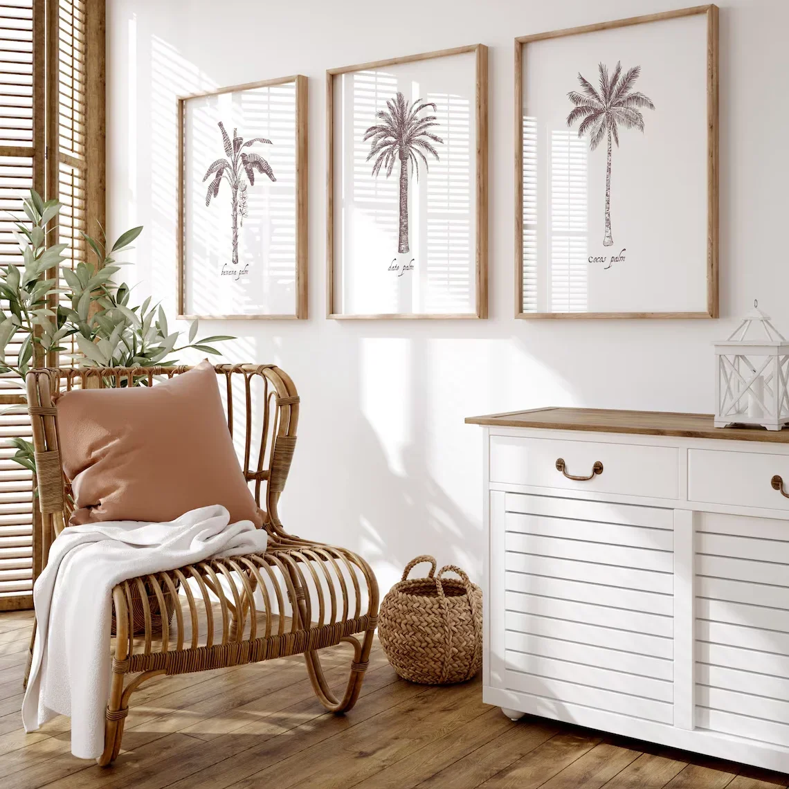 Multiple sizes 3pcs frameless Canvas Painting,3pcs/set Palm Tree Coastal Theme Canvas Printing Summer Minimalist Style Surfing S