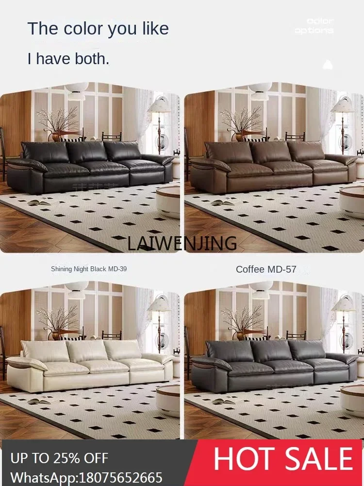 MJY minimalist first-layer cowhide sofa living room black tofu block full leather sofa