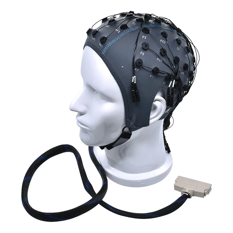 High Density EEG Caps with Sintered AgAgCl Coated Gold Eeg Electrodes Medical Hat for Researchers