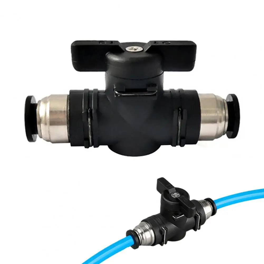 Hand Valve for Pneumatic Systems Pneumatic Push Quick Joint Connector for Air Flow Control Ball Limiting Black Buc