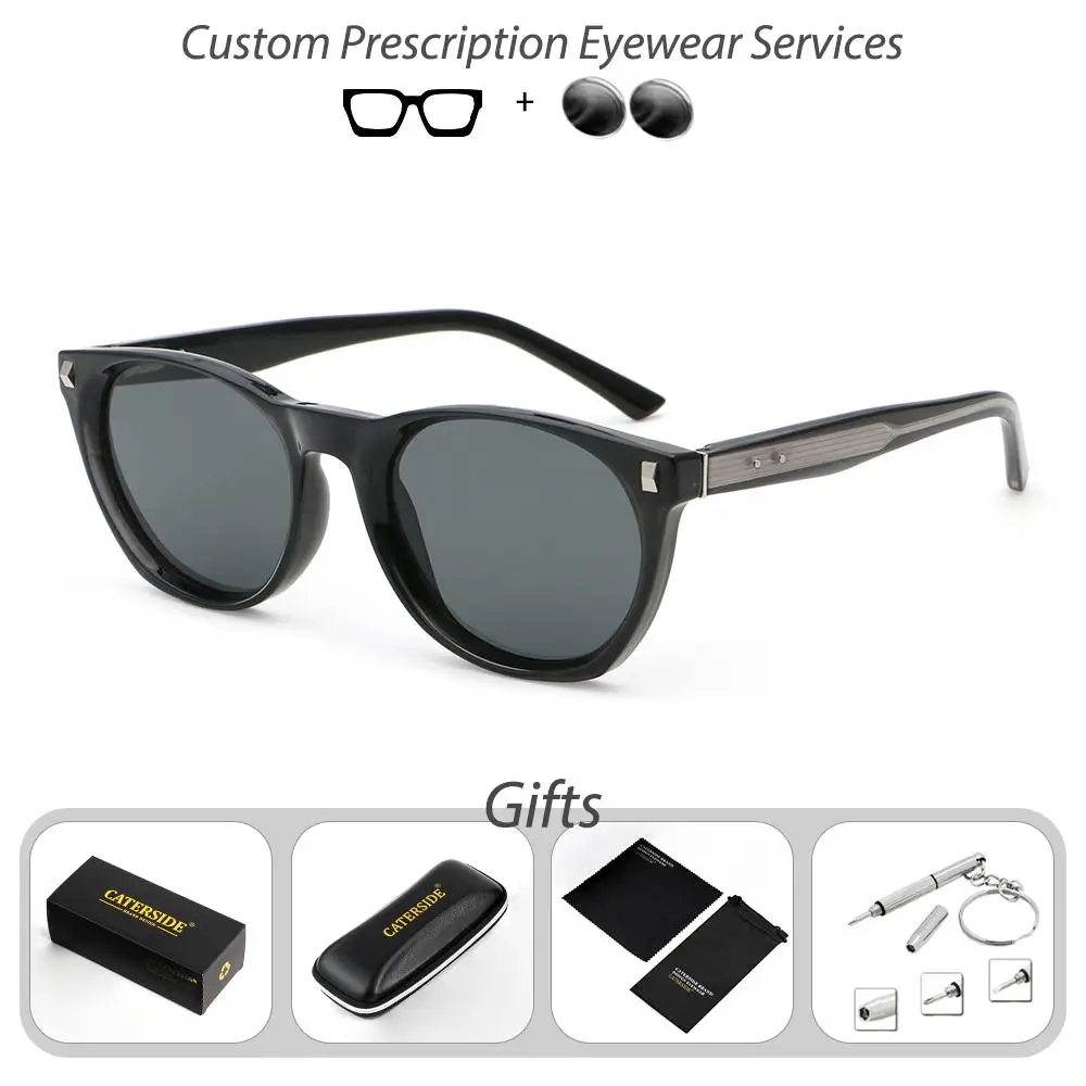 CATERSIDE Herren-Sonnenbrille mit runder Fassung und Federbügel-Design, verschreibungspflichtige Sonnenbrille, verschreibungspflichtige Damen-Fahrbrille – Detail 6