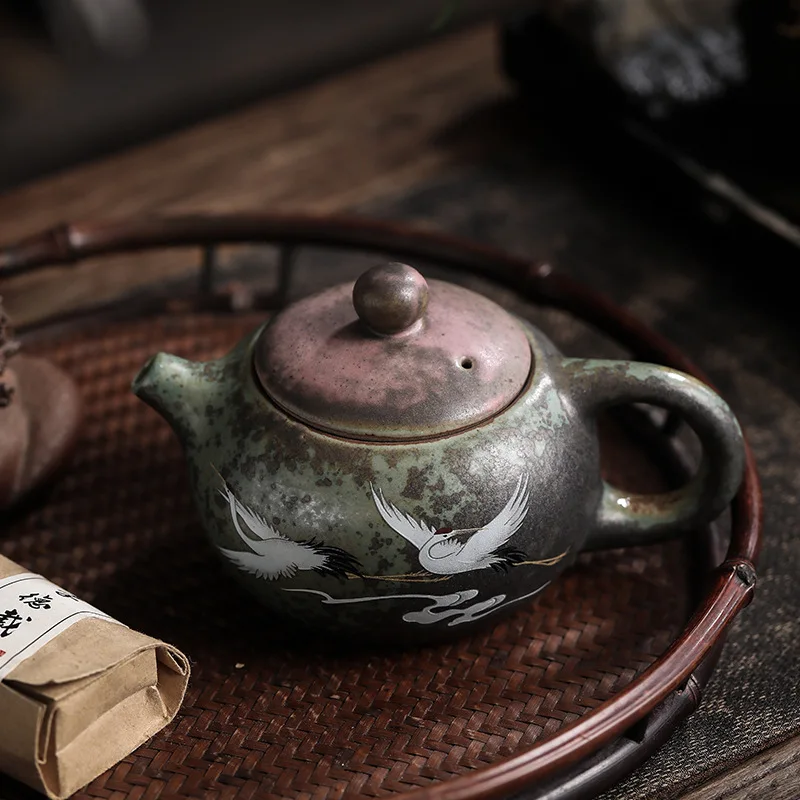 Kiln change colorful Ruihe Chengxiang Xishi pot handmade retro ceramic kung fu teapot small pot single pot Pu'er tea maker