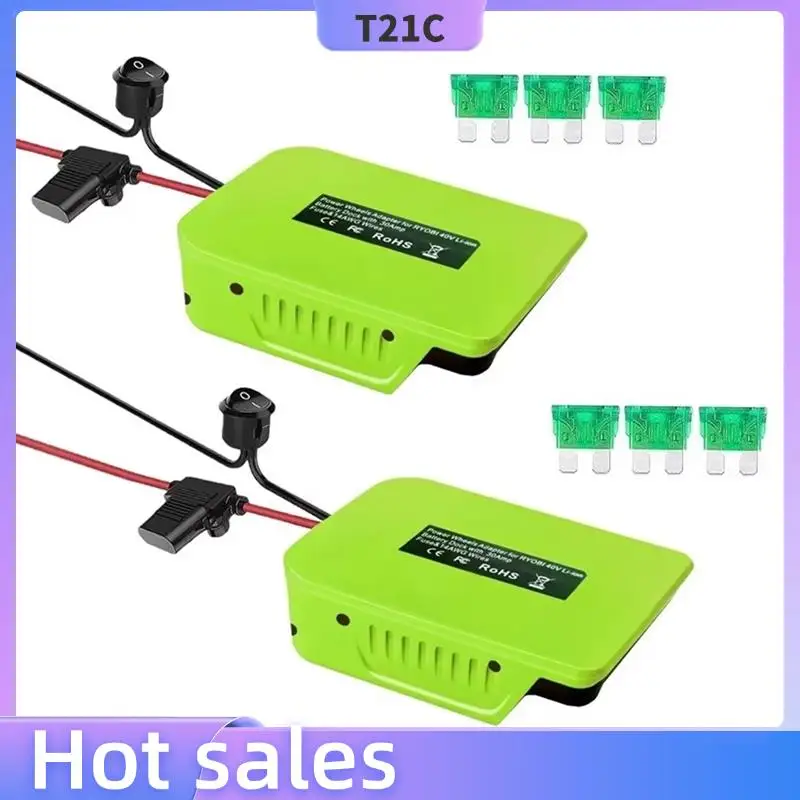 

T21C For Ryobi 40V Lithium Batterypower Battery Power Wheel Adapter With Fuse& Switch 14 AWG Wire Converter For DIY Rc Car