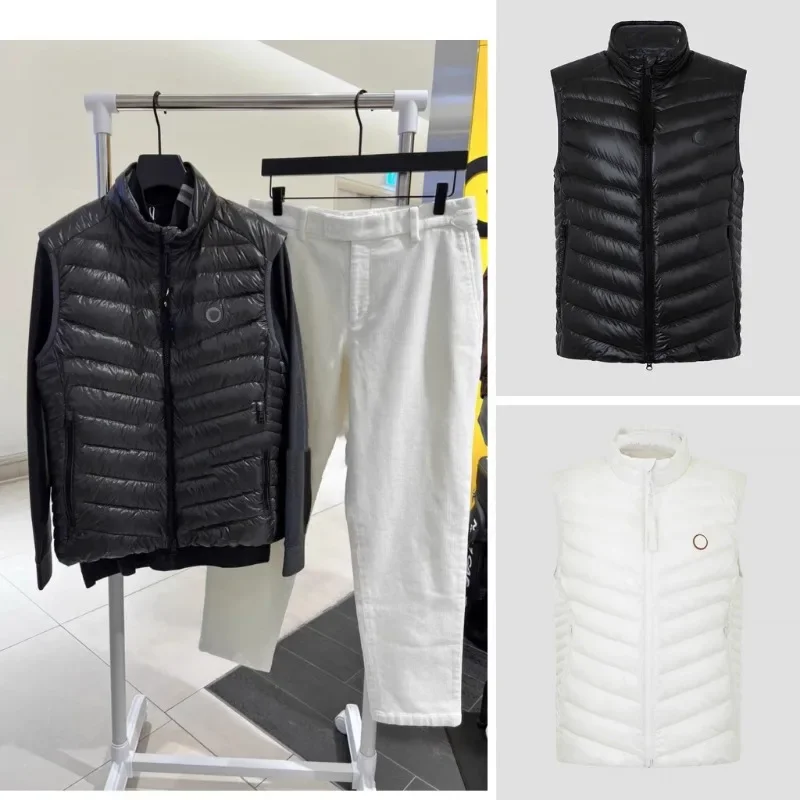 Men's golf clothing sleeveless white duck down vest versatile fashion casual sports warm GOLF jersey