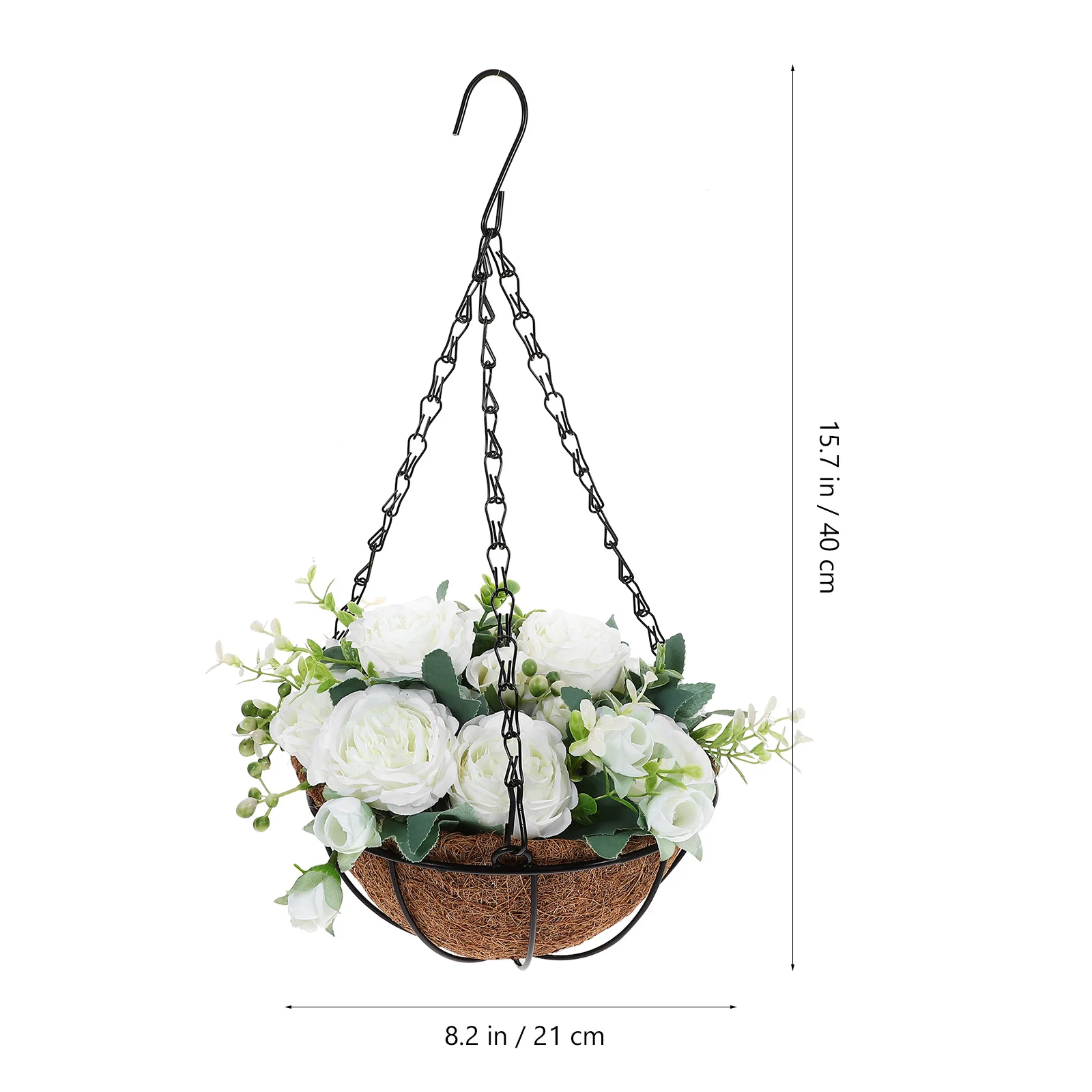 

Simulated Peony Flower Basket Artificial Iron Coir Cloth Plants Outdoor Decor Lightweight Wall Garden Artificial Baskets