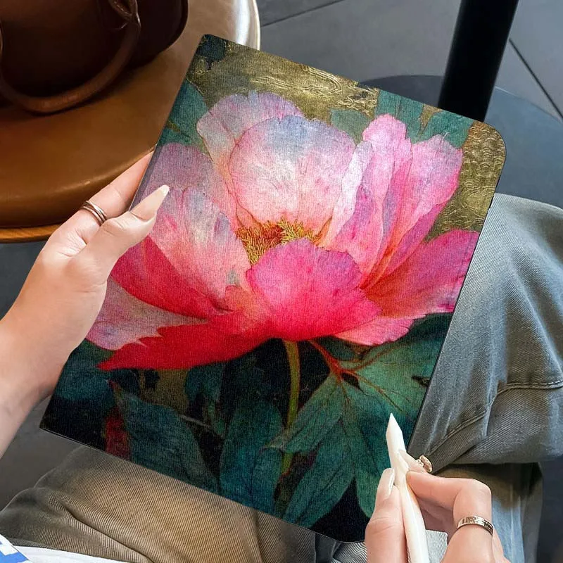 

Pink Peony Flower Bloom Art For iPad Pro Air Mini 1 2 3 4 5 6 7 7th 8th 9th 10th 11th 10.2 9.7 10.5 10.9 11 12.9 Tablet Case