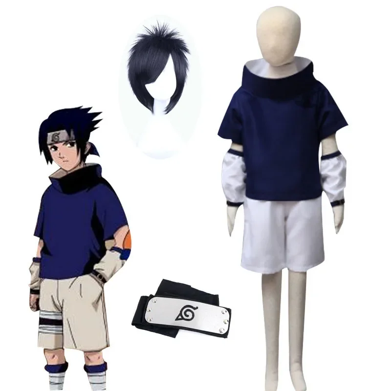 Anime Ninja Cos Cloth Uchiha Sasuke Konohagakure Summer Cosplay Costume Children Cosplayer Comic Fans Aldult Kids Uniform