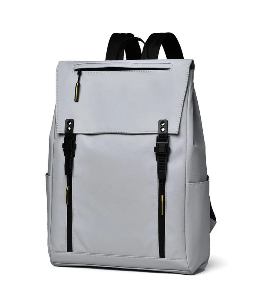 Light gray square flap fashion backpack anti splash adjustable buckles for young people daily commute shopping outdoor outing