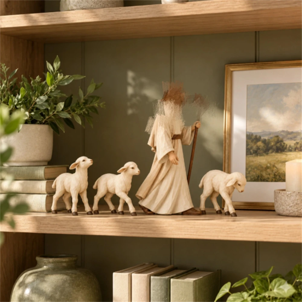 The Good Shepherd & Lambs Collection,Religious Christian Tabletop Figurine