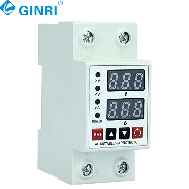 5 protectores de sobretensión ajustables en carril Din Ginri 40A 2P 220V