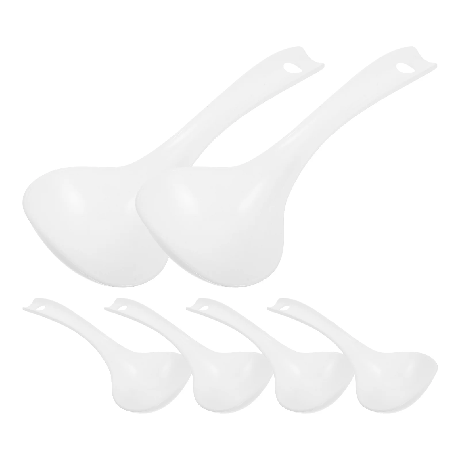 6 Pcs Male Spoon Soup Serving Spoons Kettle Ladle White Cookware Hotel Large Stirring Flatware Porridge Pot Big Flour Travel