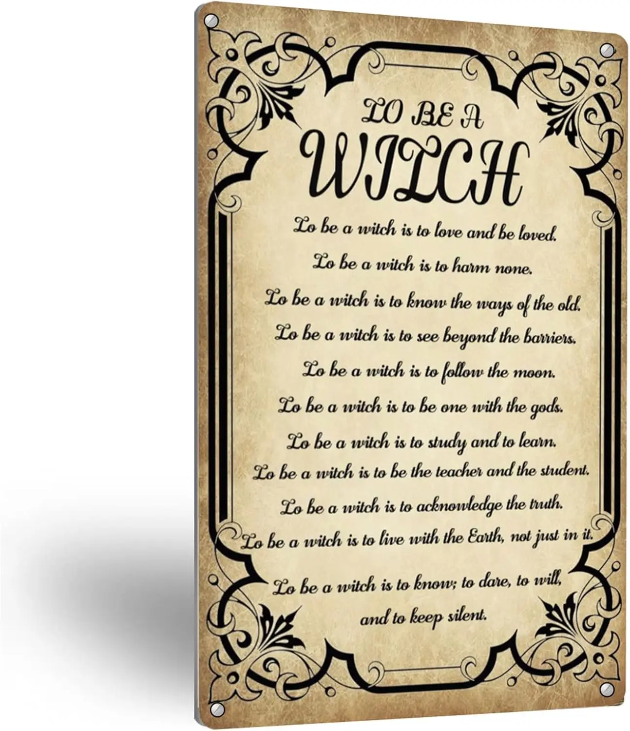 Vintage To Be A Witch Meta Sign List Wicked Halloween Art Decor With Brooms And Moon Metal Tin Poster