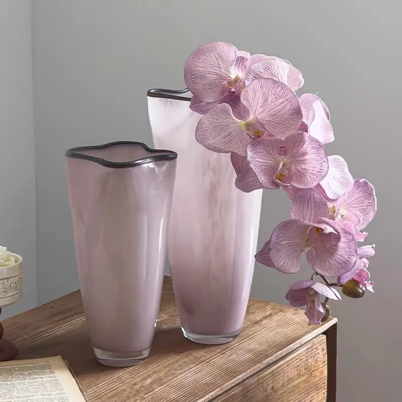 Medieval four-leaf clover handmade glazed vase new Chinese living room bedroom water flower ornament glass decorative utensils