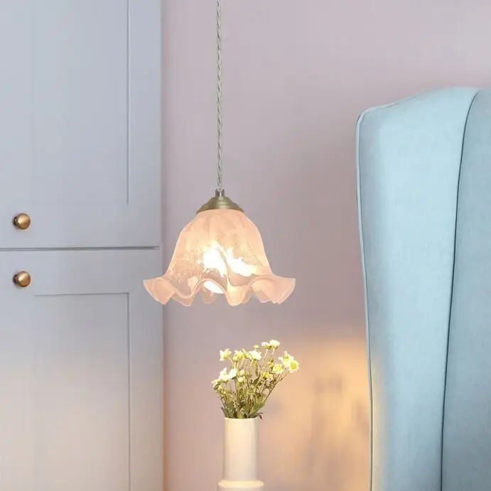 Lily pendant light French cream style restaurant pendant light modern simple luxury flower bar counter bedside lamp