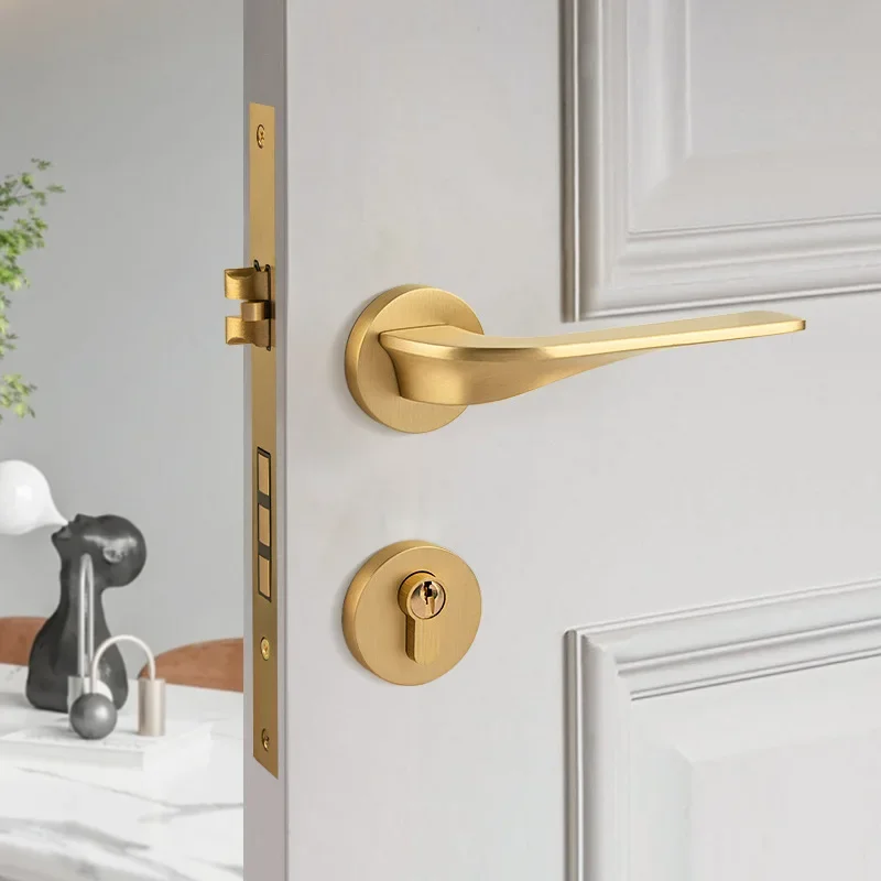 

Factory source indoor silent magnetic suction door lock, pure copper bedroom mechanical door lock, PVD handle lock, split lock