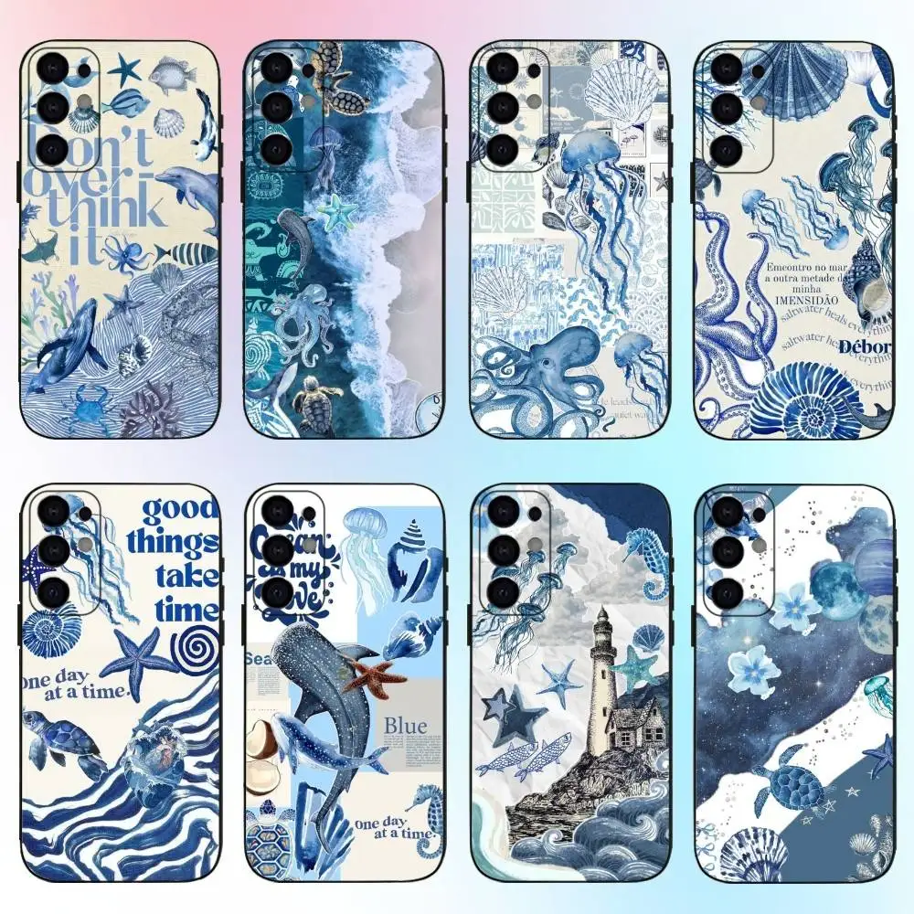 

Fashion Ocean Theme Phone Case For Samsung S25,S24,S21,S22,S23,S30,Ultra,S20,Plus,Fe,Lite,Note,10,9,5G Black Cover
