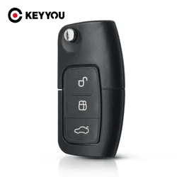 KEYYOU 3 pulsanti modificati Flip Remote Car Key Shell Case per Focus Fiesta 2 Ecosport Kuga Escape C Max Ka Fob Case HU101/FO21