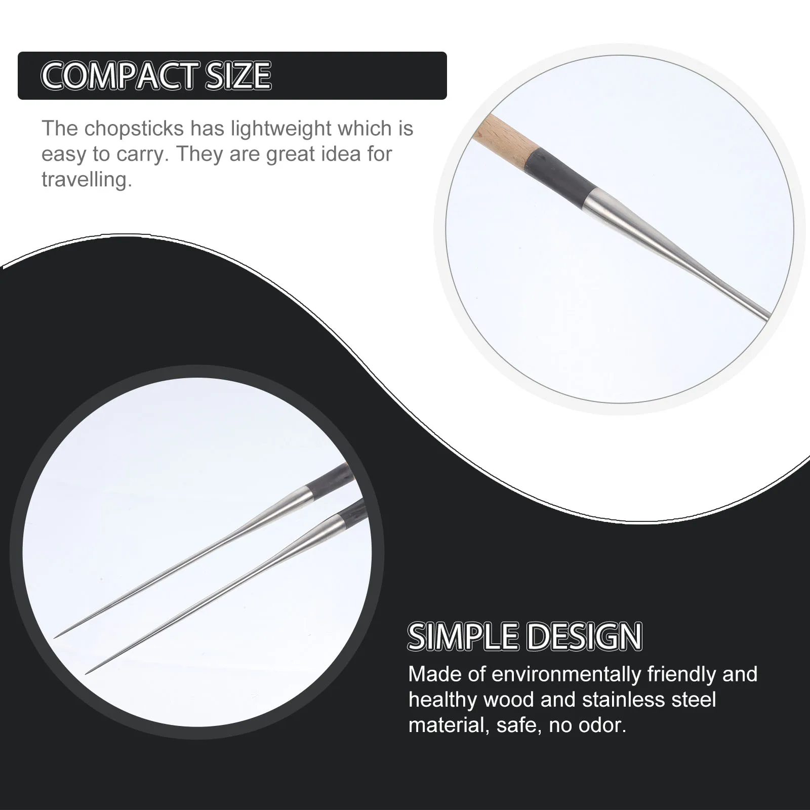 

1pcs Sashimi Chopsticks Stainless Steel Point Head 1 Pair 165mm Travel Utensils Wooden Handle Dining