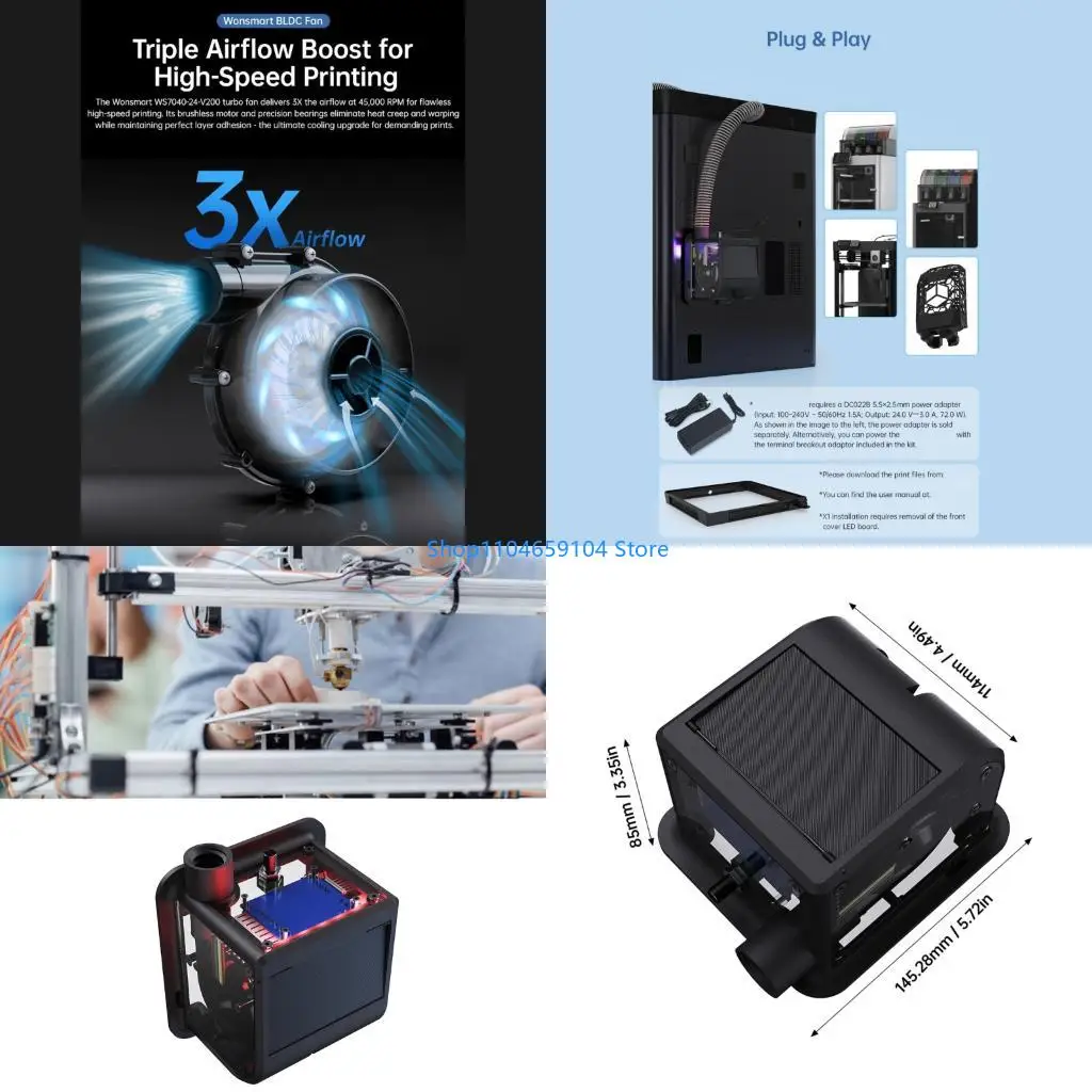 

Air Blower Fan Easy Installation For 3D Printers Adjustable Speed Color Visual Indicators Upgraded