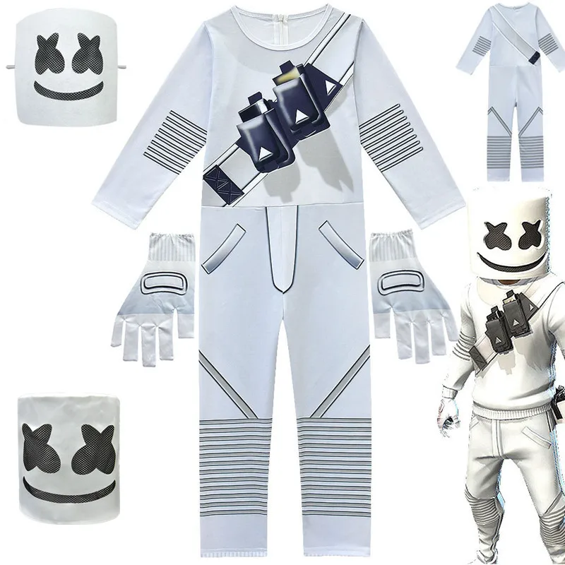 Disfraz de Halloween para niños y niñas, traje Popular de DJ m-marshmlos con máscara, Mono para fiesta de carnaval, mono de sílabas eléctricas