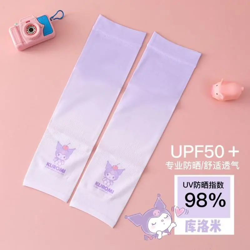 Sanrio 정통 여름 아이스 슬리브 Kuromi Kitty 멜로디 Uv 보호 얼음 실크 쿨 슬리브 통기성 만화 귀여운 슬리브 선물
