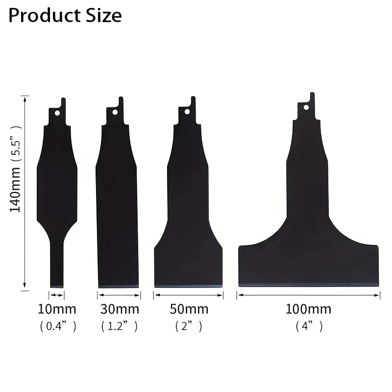 Multi-size 4PCS Reciprocating Saw Blades Heavy Duty for Steel Tile Putty Removal Wall Ground Scraping Easy Install