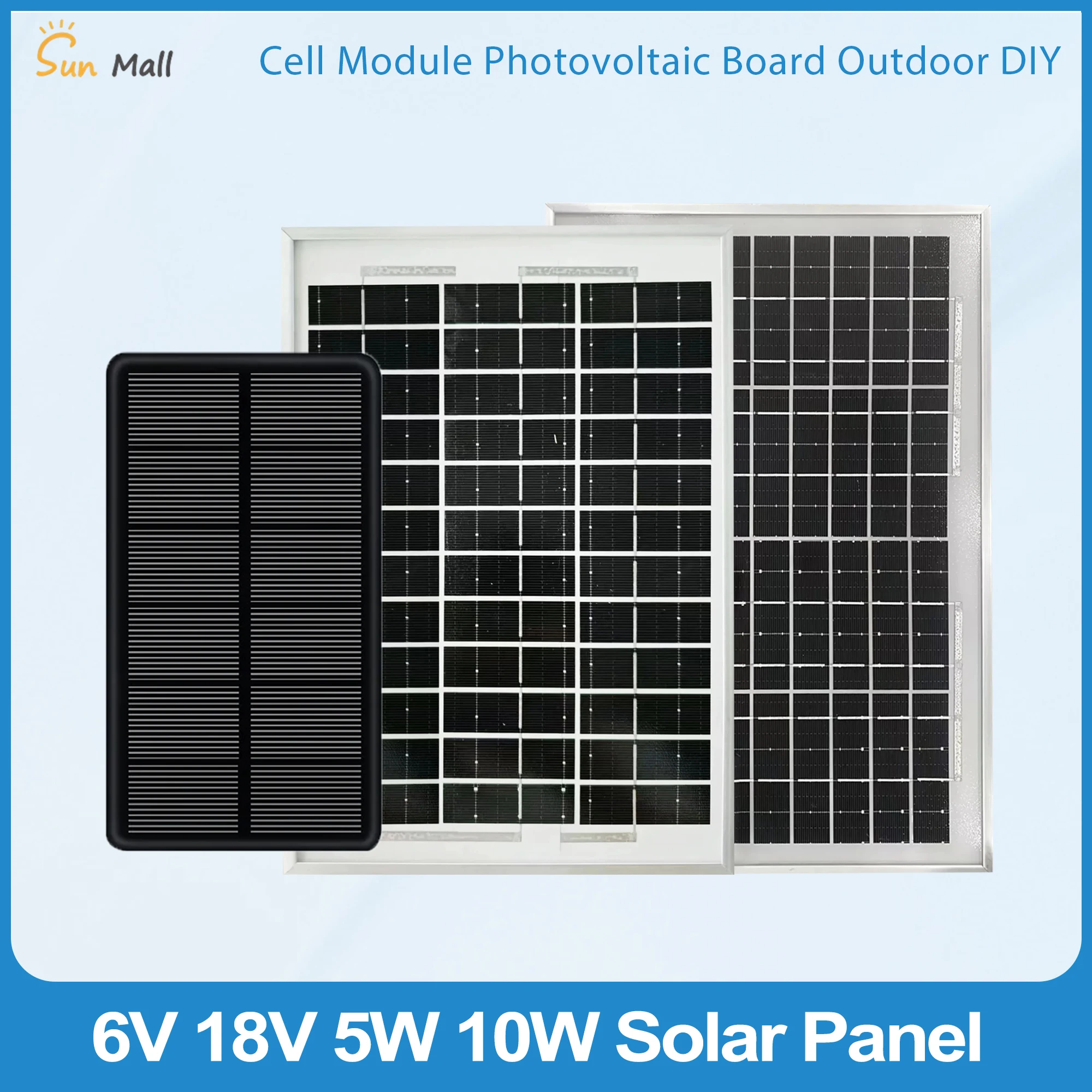 Solar Panel 6V 210mA 18V 5/10W Solar Cell Portable PV Panels for Outdoor Camping Cell Module Photovoltaic Board Outdoor DIY