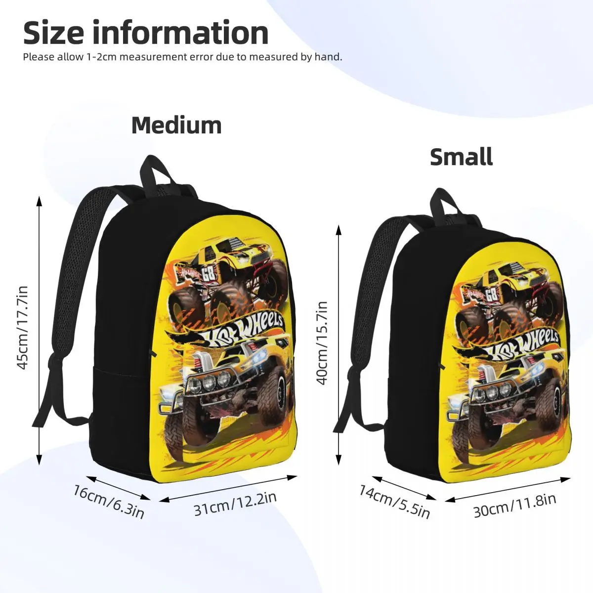 Hot-Wheel - Lincoln Design Mochila Médio High College School Estudante Bookbag Adolescentes Daypack Leve