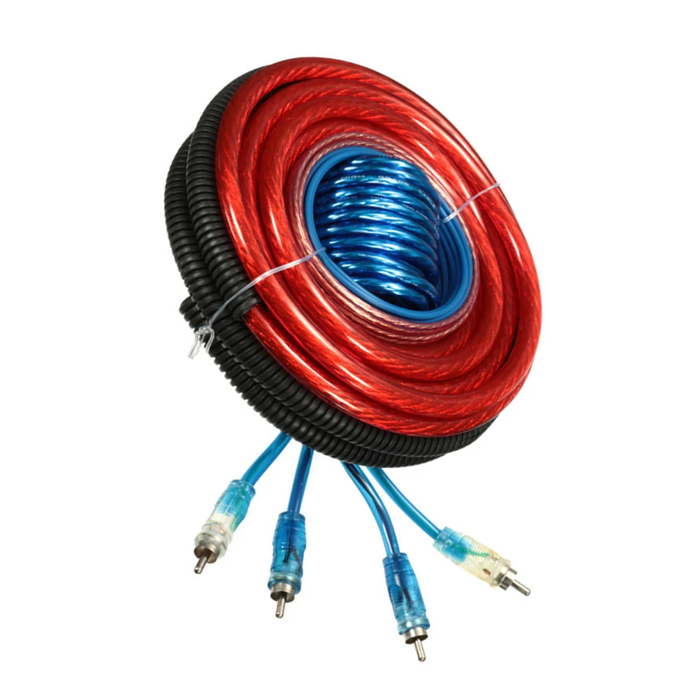 

4 Gauge Wire Screw Connector Kit Amplifier Install Wiring Cables Complete Set 2800W Practical Use Easy Installation Premium