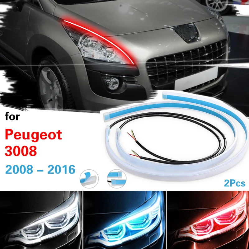 

2pcs Drl LED Lighting Strip Daytime Running Lights Flexible Waterproof Strip Light 12V Auto Headlight For Peugeot 3008 2008-2016