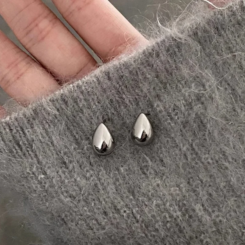 Minimalist Fashion 925 Sterling Silver Polished Teardrop-shaped Stud Earrings for Woman Korean Jewelry Accessory Gifts Colorfast