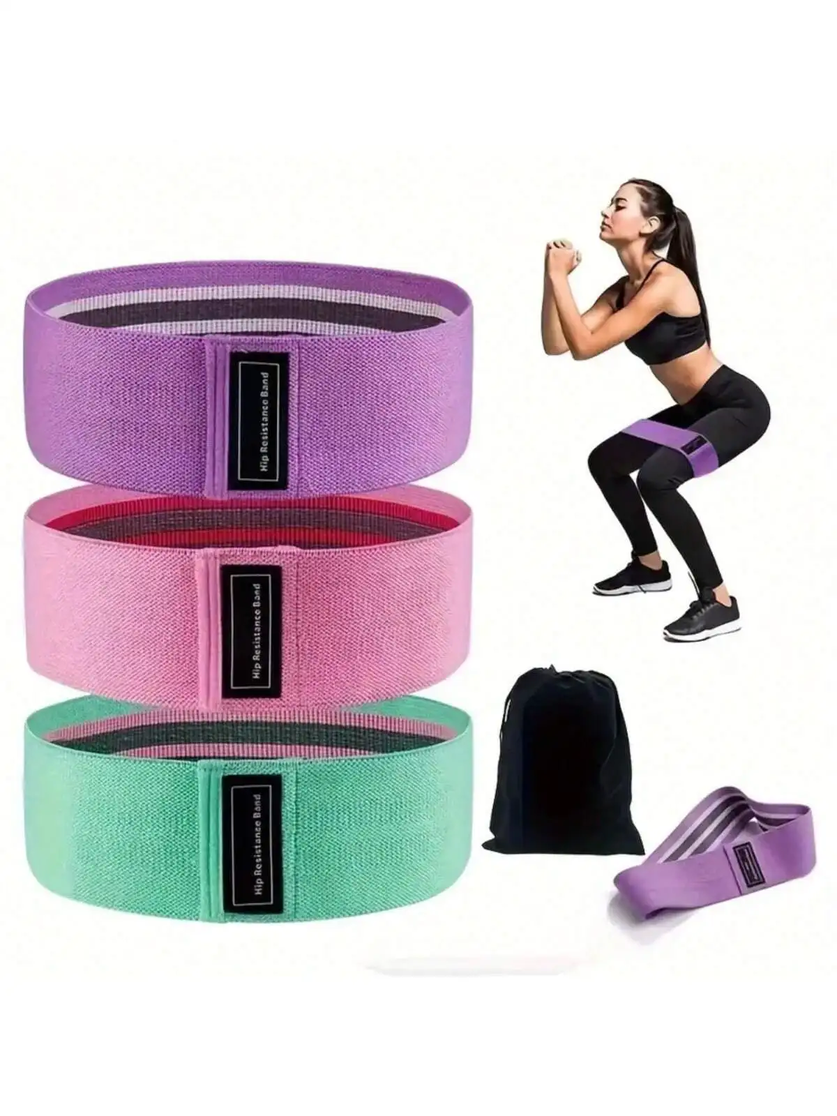 3pcs Fabric Resistance Hip Booty Bands Glute Thigh Elastic Workout Bands Squat Circle Stretch Fitness Strips Loops Yoga Gym