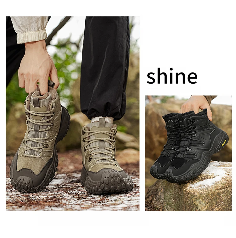 Herbst- und Winter-Herren-High-Top-Schuhe in Übergröße, Outdoor-Fleece-gefütterte Warme Schneesportschuhe, mit Komfortablem und Hautfreundlichem Futter, Hervorragender Griffigkeit, Geeignet für Outdoor-Aktivitäten und den Täglichen Arbeitsweg – Detail 3