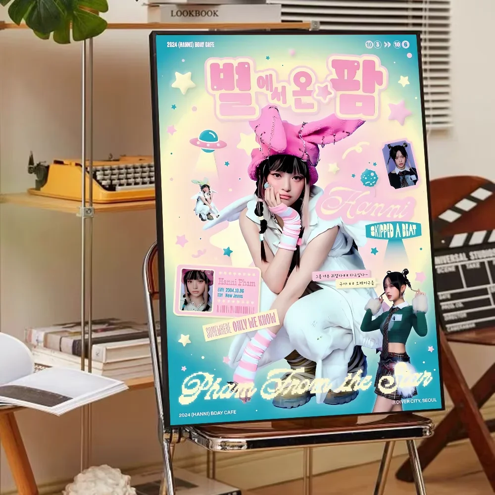 1 قطعة مجموعة فتاة K-pop الكورية N-Newjeans N-NJZ ملصق ورقة طباعة غرفة المعيشة المنزلي غرفة نوم مدخل بار مقهى الفن اللوحة #6