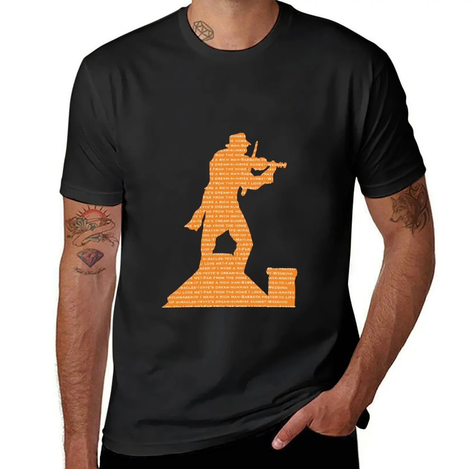 Fiddler on the Roof Silhouette Song Titles T-Shirt quick-drying summer top quick drying heavyweights men clothings