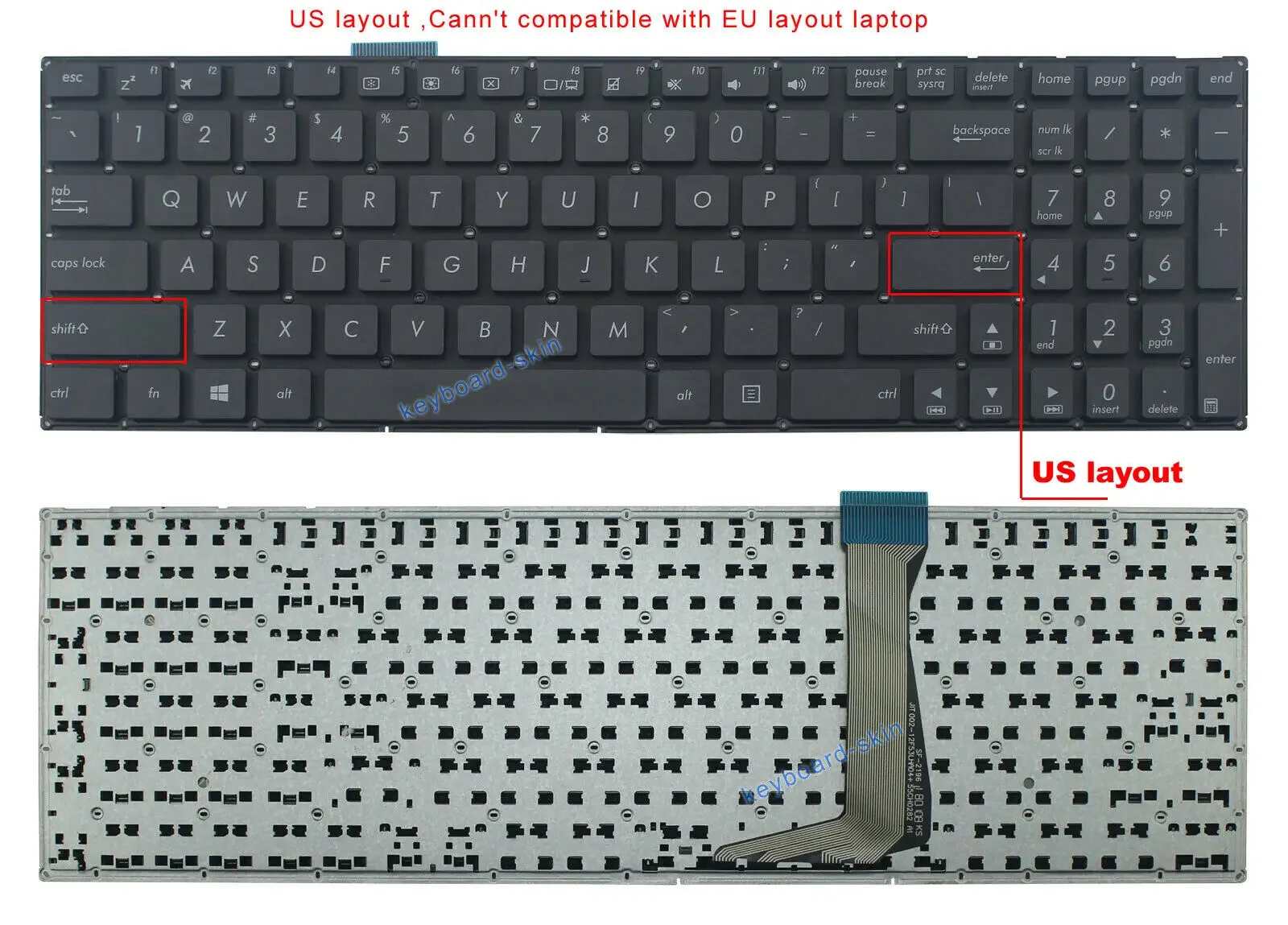 New US No-backlit without frame keyboard For Asus E502 E502M E502MA E502S E502SA E502N E502NA series laptop