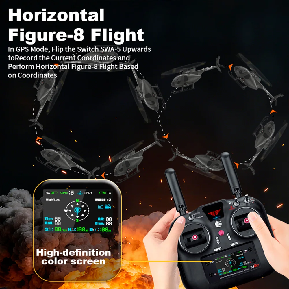 

YUXIANG F119S(MD500) Helicopter 9CH GPS 1/16 Optical Flow +LiDAR TOF/Altitude Hold Dual Brushless 350m 18Min Fight RC Airplane