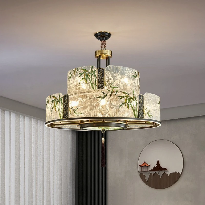 

Living room chandelier all copper enamel color hall main light bedroom lamp